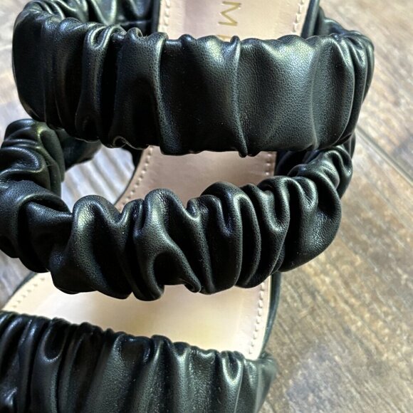 NEW Rampage Square Toe Ruched Heeled Sandals Black with Clear Heels Women's 6 - Picture 13 of 16